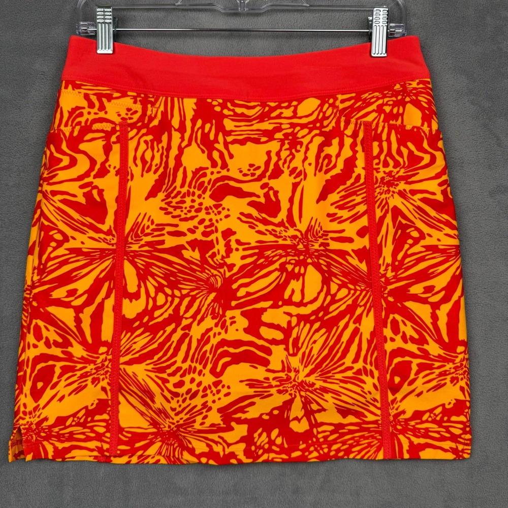 Adidas Womens Skirt Size S Orange Red‎ Floral Print Tennis Golf Activewear